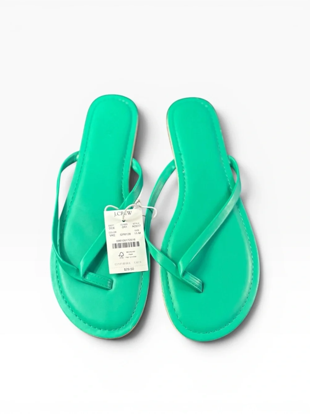 J. Crew‎ Women's Teal Slim-Strap Flip Flop Sandals